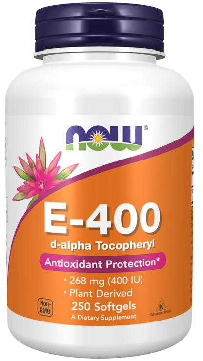 Now Vitamina E-400, 268 mg por cápsula, 250 Cápsulas para 8 meses
