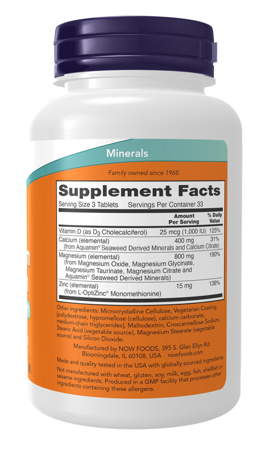 Now Suplemento de  Magnesio y Calcio, 100 tabletas para 1 mes