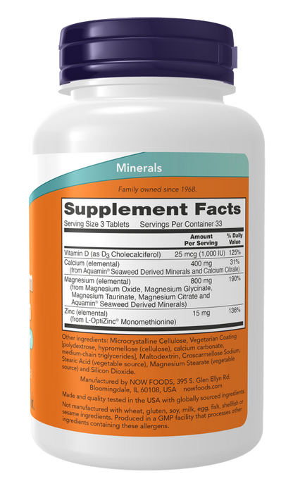 Now Suplemento de  Magnesio y Calcio, 100 tabletas para 1 mes