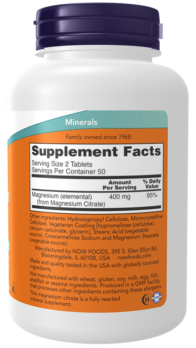 Now Suplemento Alimenticio Citrato de Magnesio 200 mg 250 Tabletas