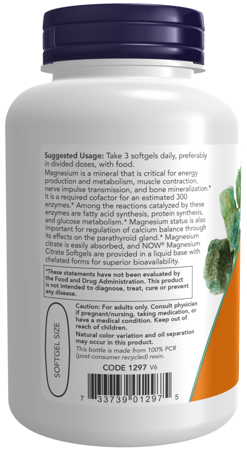 Now Foods - CITRATO DE MAGNESIO 134MG 90 CAPSULAS BLANDAS