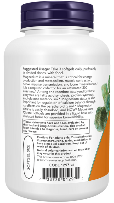 Now Suplemento Citrato de Magnesio 134 mg, 90 Cápsulas Blandas