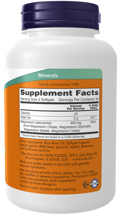 Now Suplemento Citrato de Magnesio 134 mg, 90 Cápsulas Blandas