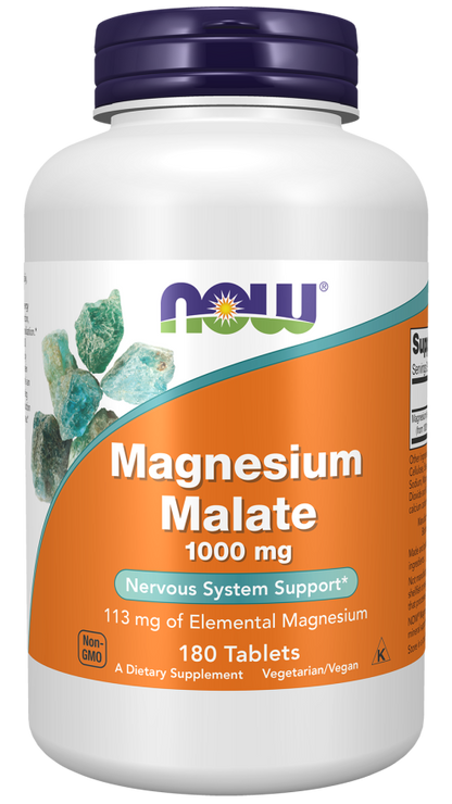 Now Foods Suplemento de Malato de Magnesio 1000 mg, 180 tabletas
