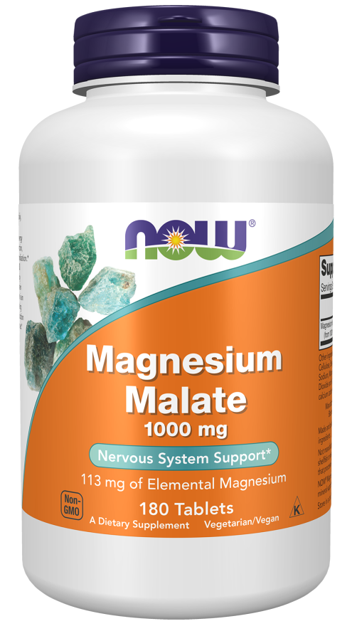 Now Foods Suplemento de Malato de Magnesio 1000 mg, 180 tabletas