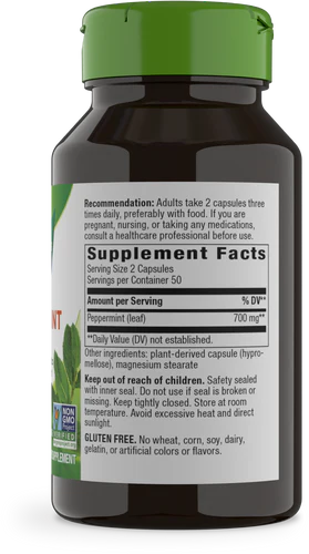 Nature's Way Suplemento Hoja de Menta 700 mg, 100 cápsulas
