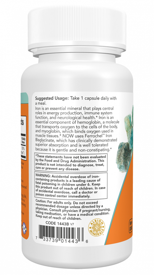 Now Foods Suplemento de Hierro, 18 mg por cápsula, 120 Cápsulas