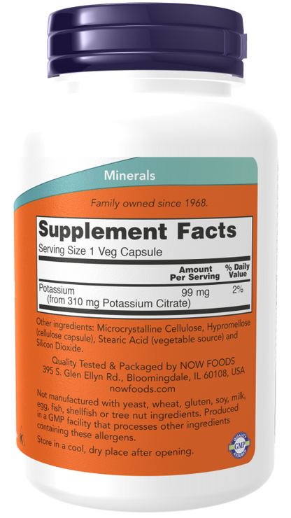 Now Capsulas de Citrato de Potasio 180 caps