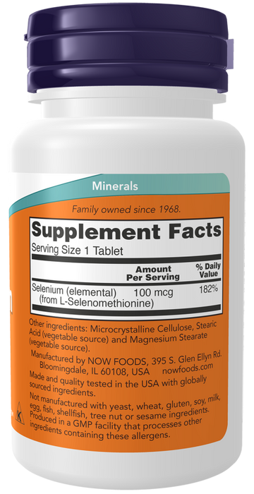 Now Suplemento de Selenio 100 mcg, 250 Tabletas