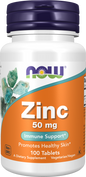 Now Foods Suplemento de Zinc, 50 mg por tableta, 100 Tabletas