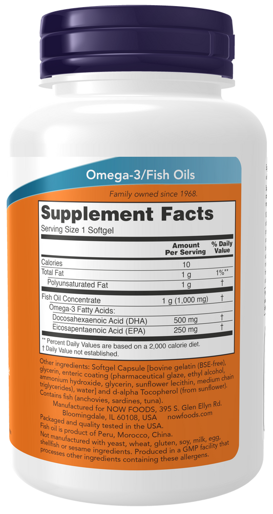 Now Suplemento de DHA 500mg y EPA 250mg, 90 cápsulas