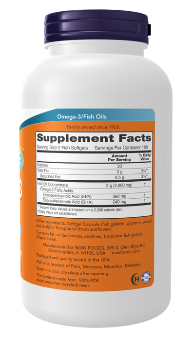 Now Suplemento de Omega 3 - 1000mg, 200 Capsulas