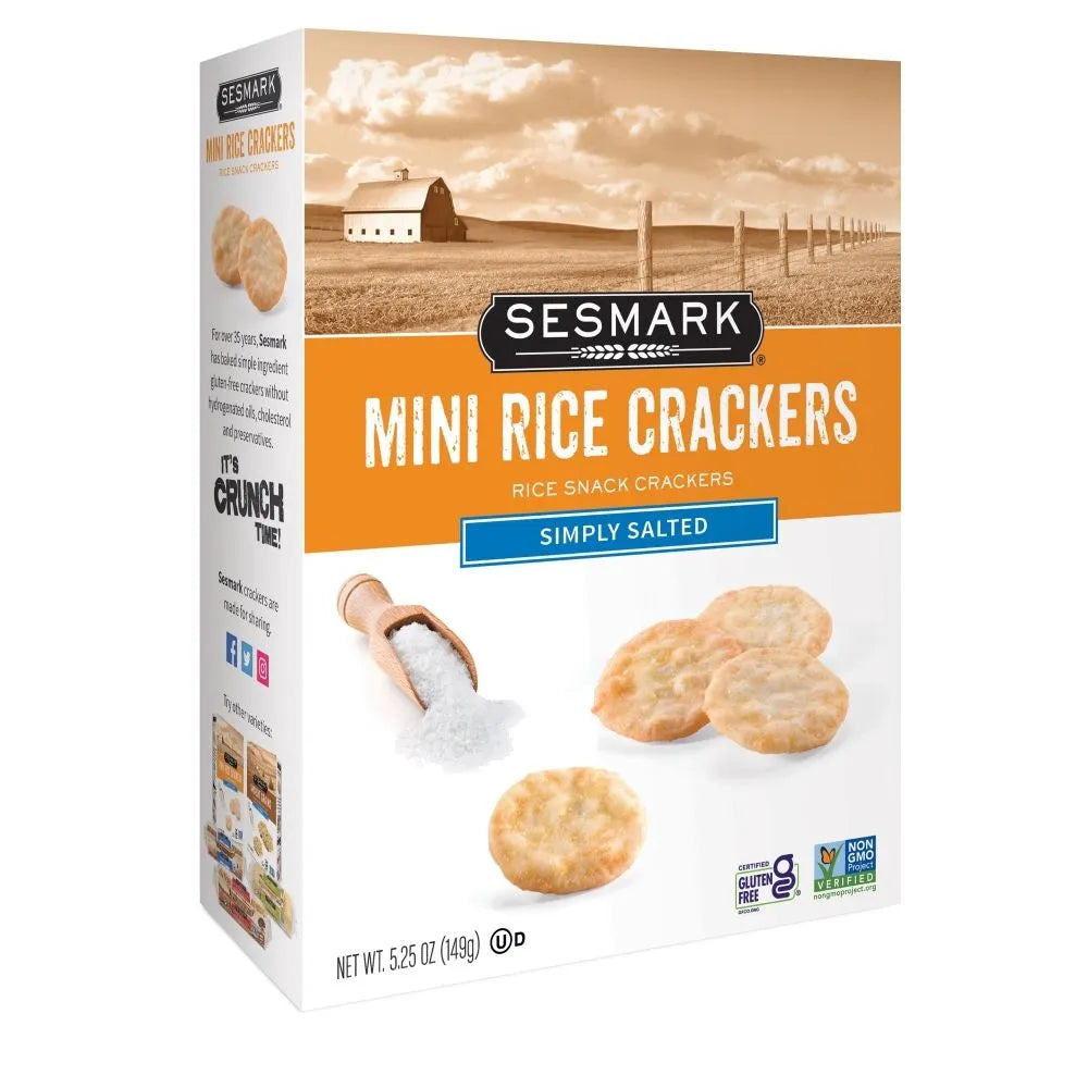 Sesmark Galletas saladas, sin gluten, sal marina, 3.5oz (100g)