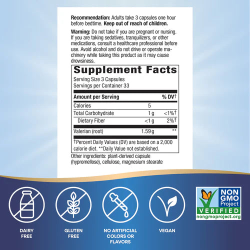 Nature's Way Suplemento de Raiz de Valeriana 1590, 100 cápsulas