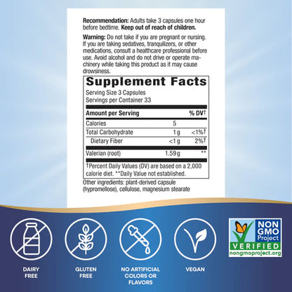Nature's Way Suplemento de Raiz de Valeriana 1590, 100 cápsulas