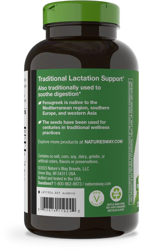 Nature's Way Suplemento de Semillas de Fenogreco 1130mg, 320 cápsulas