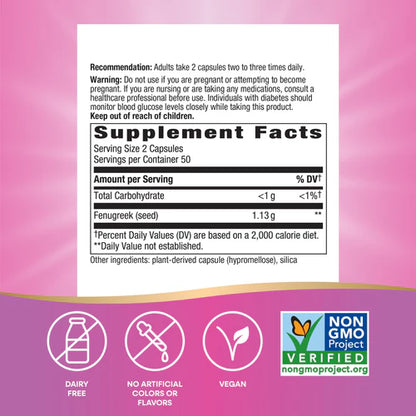 Nature's Way Suplemento de Semilla de fenogreco 1130mg, 100 cápsulas