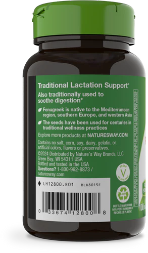 Nature's Way Suplemento de Semilla de fenogreco 1130mg, 100 cápsulas