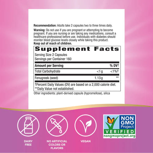 Nature's Way Suplemento de Semillas de Fenogreco 1130mg, 320 cápsulas