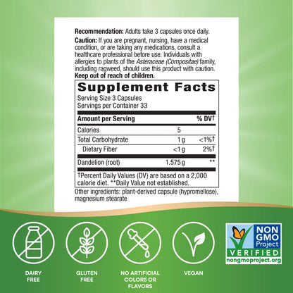 Nature's Way Suplemento Raíz de Diente de León 1575 mg, 100 cápsulas