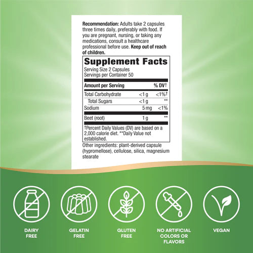 Nature's Way Suplemento Raíz de Remolacha 1000 mg, 100 cápsulas