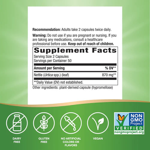 Nature's WaySuplemento Hoja de ortiga, 100 cápsulas