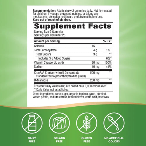 Nature's Way CranRx Vitamina C + Arándano, 60 gomitas