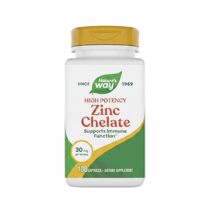 Nature's Way Suplemento Quelato de zinc 30 mg, 100 cápsulas