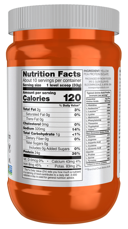 Now Suplemento de Proteina de chicharo, 2 lbs (907 g) sin sabor