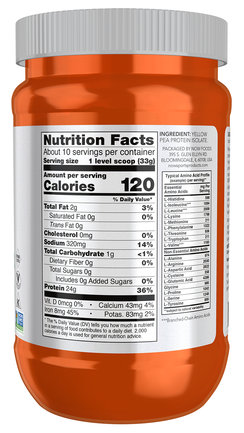 Now Suplemento de Proteina de chicharo, 2 lbs (907 g) sin sabor