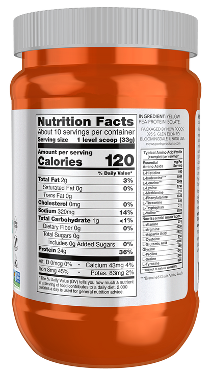 Now Suplemento de Proteina de chicharo, 2 lbs (907 g) sin sabor