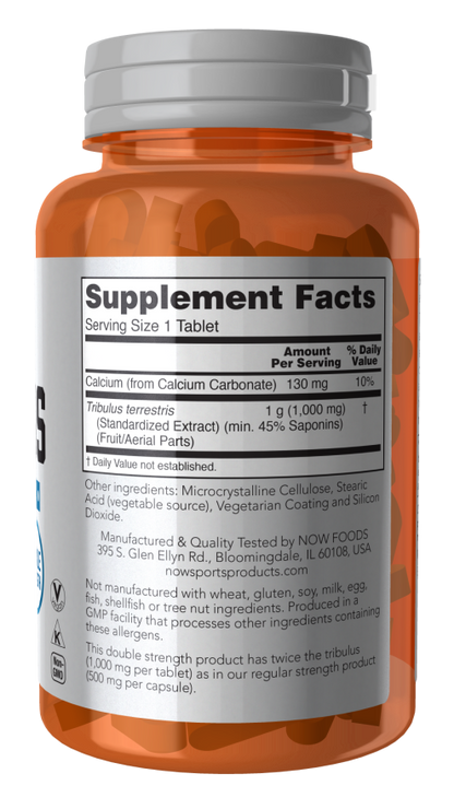 Now Suplemento de Tribulus 1000mg, 90 tabletas para 3 meses