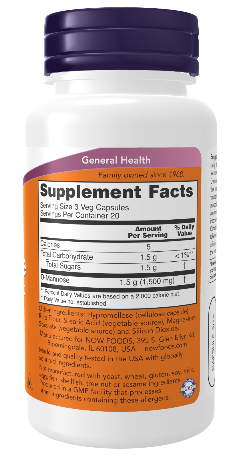 Now Capsulas de D-Manosa 500mg  120 caps