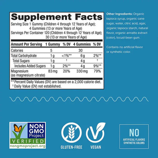 Natural Vitality CALM KIDS Citrato de Magnesio para niños, 120 gomitas sabor naranja