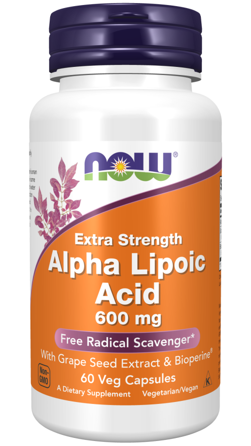 Now Suplemento Alimenticio de acido Alfa Lipoico Cont. 60 caps de 600mg c/u
