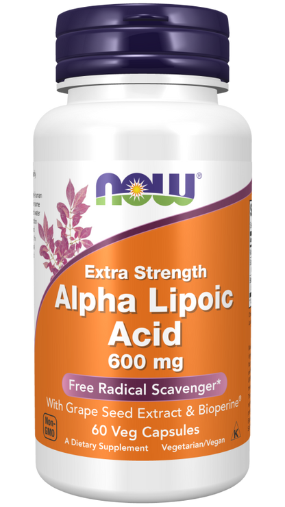 Now Suplemento Alimenticio de acido Alfa Lipoico Cont. 60 caps de 600mg c/u