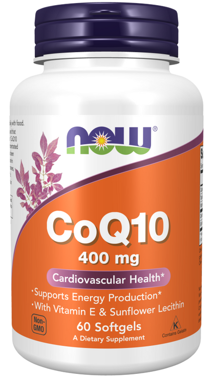Now Suplemento de CoQ10, 400 mg por cápsula, 60 cápsulas para 2 meses
