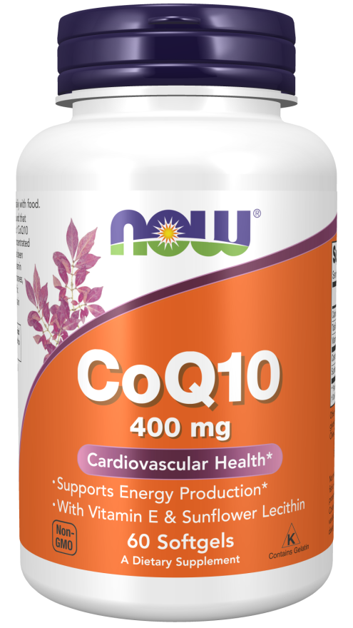 Now Suplemento de CoQ10, 400 mg por cápsula, 60 cápsulas para 2 meses