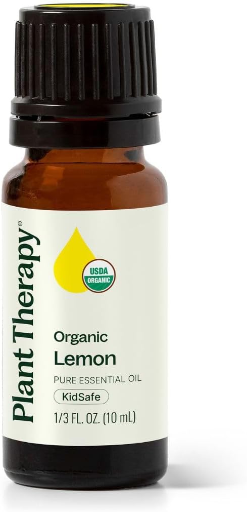 Plant Therapy Aceite Esencial Orgánico de Limón – 10 ml (1/3 oz) 100% Puro USDA Certified