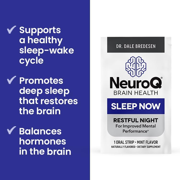 LifeSeasons NeuroQ Sleep Now, Suplemento de Melatonina y L-teanina, 30 tiras orales de