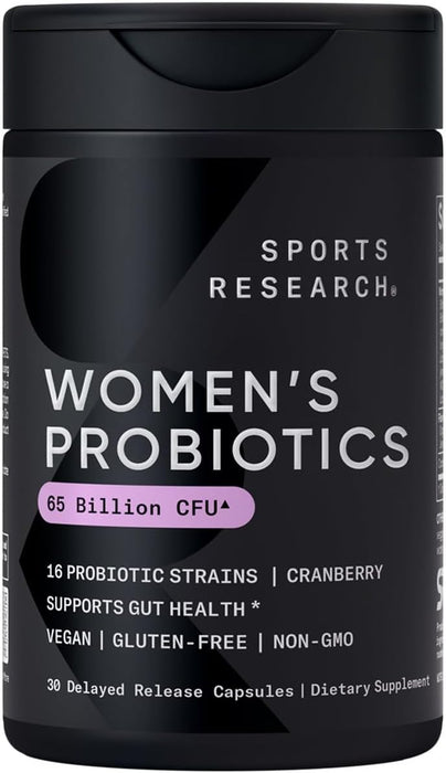 Sports Research Probióticos con Prebióticos y Arándano, 65 mil millones CFU, 30 Cápsulas Vegetales