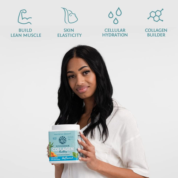 Sunwarrior Péptidos de Proteína Constructora de Colágeno, Sin Sabor, 500 g, Vegana, Sin OMG