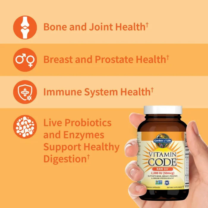 Garden Of Life Code Vitamina D3 2000iu (50mg), 60 cápsulas