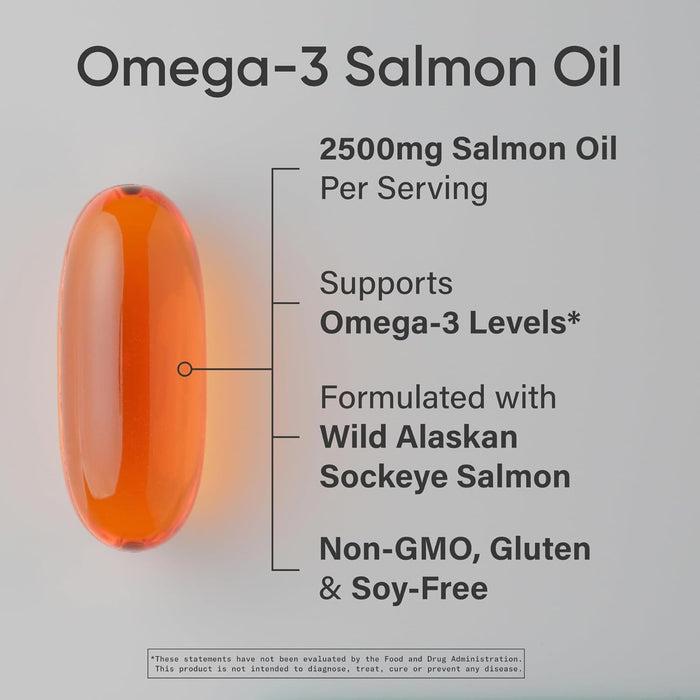 Sports Research Aceite de Salmón Sockeye Salvaje de Alaska, 2500 mg EPA+DHA, 180 Cápsulas Blandas