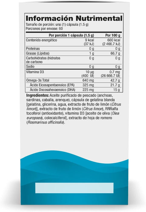 Nordic Naturals Ultimate Omega D3, 1280 mg de Omega + 1000 IU de Vitamina D3, 60 cápsulas sabor limón