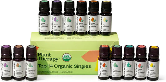 Plant Therapy Kit de Aceites Esenciales – 14 Piezas 10 ml (1/3 oz) 100% Puro Sin OMG