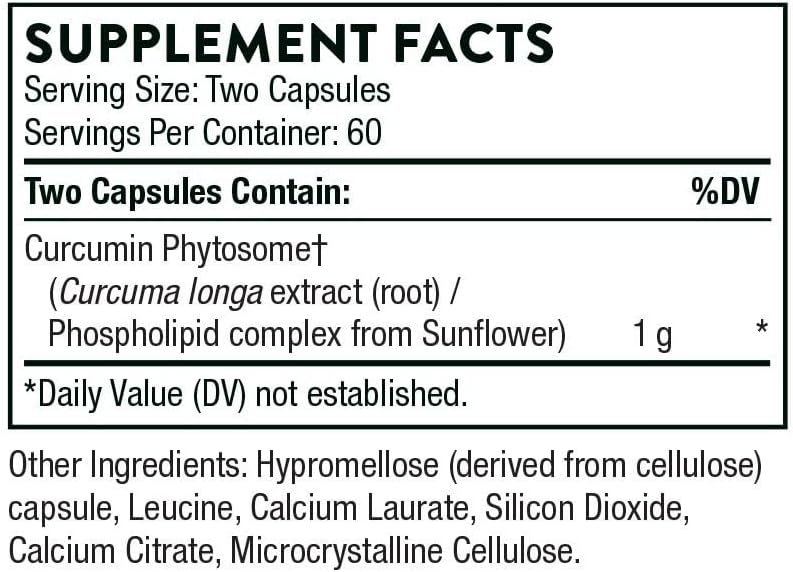 Thorne Suplemento Curcumin Phytosome, 120 Cápsulas
