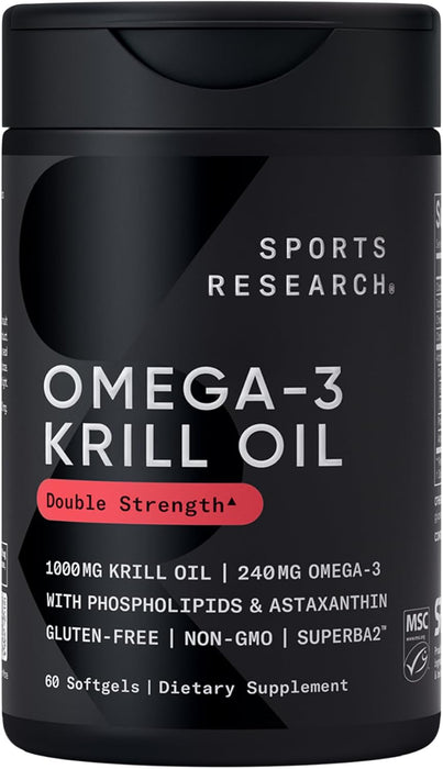 Sports Research Omega‑3 Krill Oil 1000 mg con Astaxantina, 60 Cápsulas Blandas