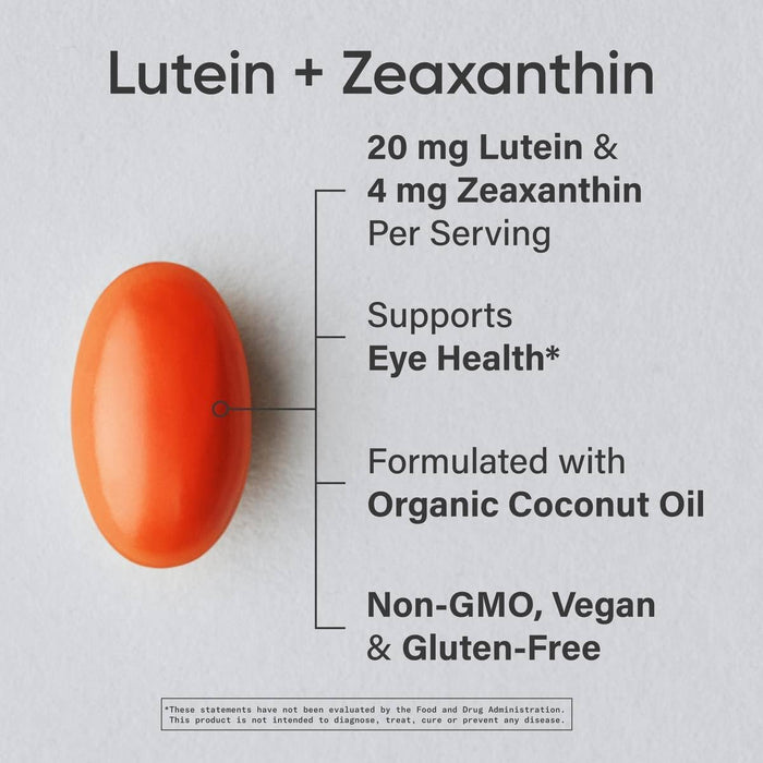Sports Research Suplemento Luteína Vegana + Zeaxantina 20 mg con Aceite de Coco Orgánico, 120 Cápsulas Blandas Vegetarianas