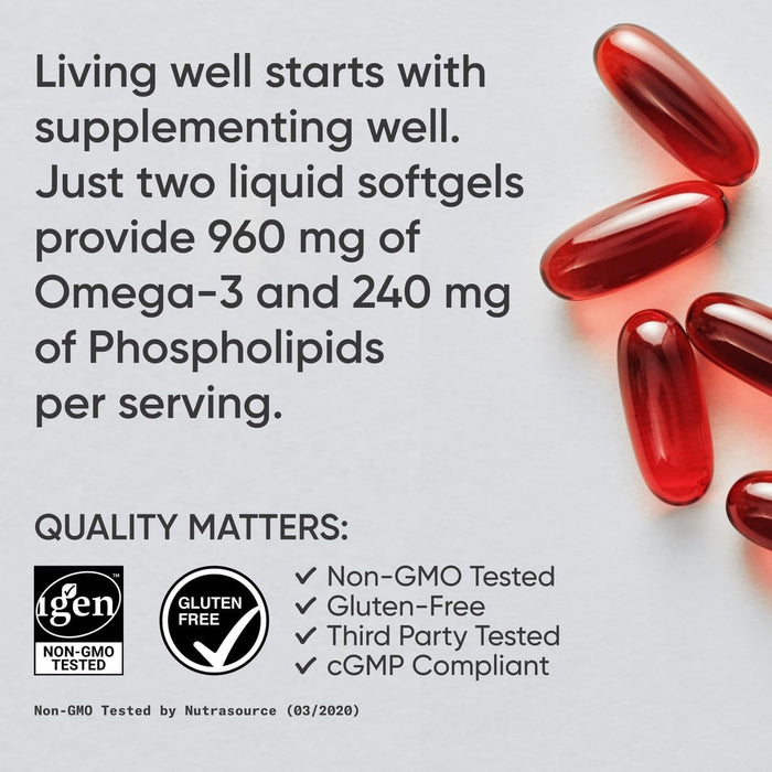 Sports Research Aceite de Pescado Omega‑3 Total, 960 mg EPA+DHA, 120 Cápsulas Blandas